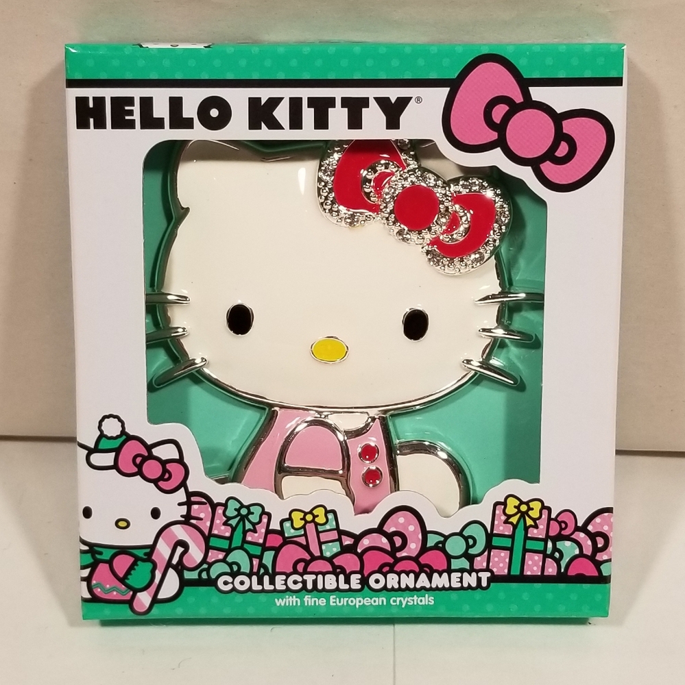 Hello Kitty Metal Christmas Ornament Collectible with Fine European Crystals